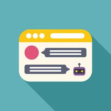 Chatbot having conversation with person in web browser window Stock Illustration