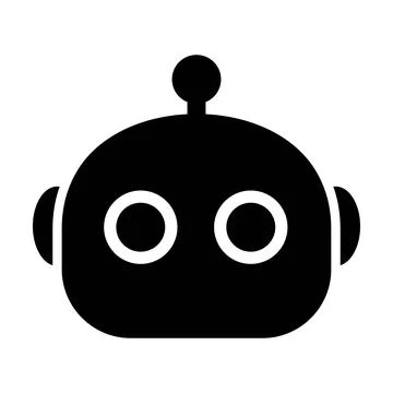 Chatbot head character vector icon minimal solid black ai robot bot face il.. 스톡 일러스트