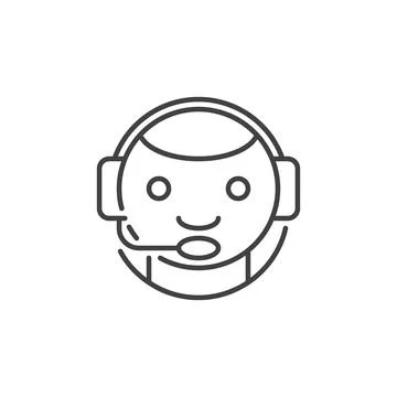 Chatbot with Headset vector Chat Bot concept thin line icon Stock Illustration