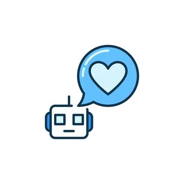 Chatbot Heart Message in Speech Bubble vector I Love You colored icon Illustrazione stock