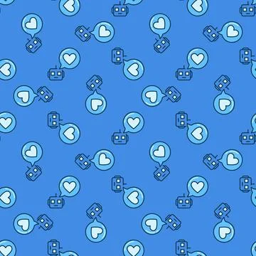 Chatbot Heart Message in Speech Bubble I Love You concept seamless pattern Stock Illustration