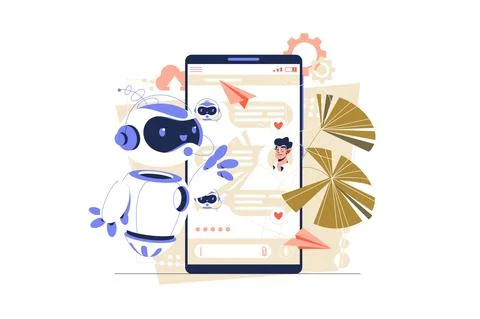 Chatbot helper customer service support Stock Illustration