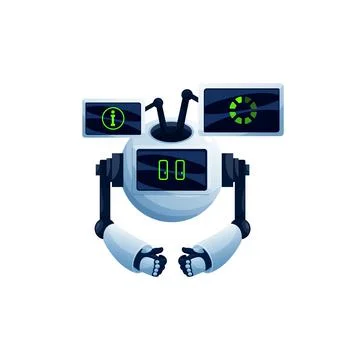 Chatbot helper isolated robot with chat dashboards Illustrazione stock
