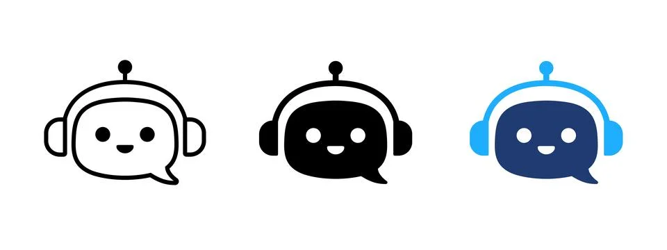 Chatbot icon. AI assistant and customer support symbol. Chat, message and c.. Stock Illustration