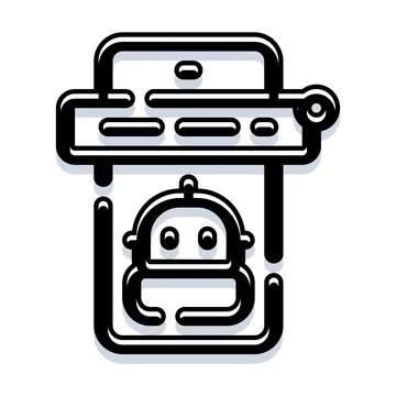 Chatbot icon appearing on mobile phone interface screen Ilustración de archivo