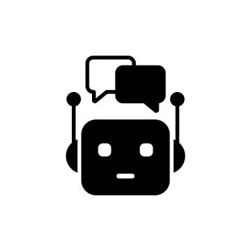 Chatbot icon in black. Online support. Vector on isolated white background. E Stock Illustration