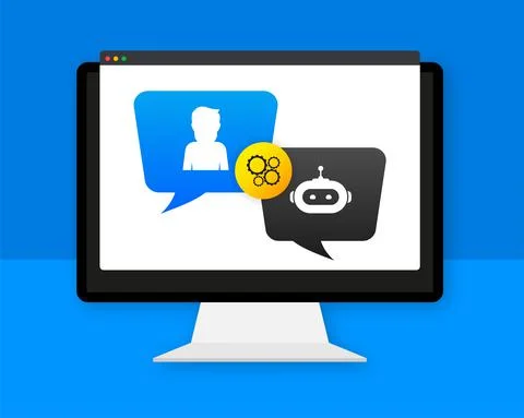 Chatbot icon concept, chat bot or chatterbot. Robot Virtual Assistance Of Stock Illustration