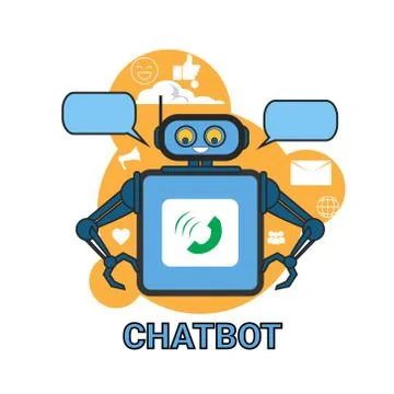 Chatbot Icon Concept Support Robot Technology Digital Chat Bot Application Illustrazione stock