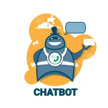 Chatbot Icon Concept Support Robot Technology Digital Chat Bot Application Stock Illustration