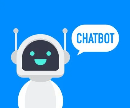 Chatbot icon. Cute smiling robot, chat bot say hi.Vector modern flat cartoon  Stock Illustration