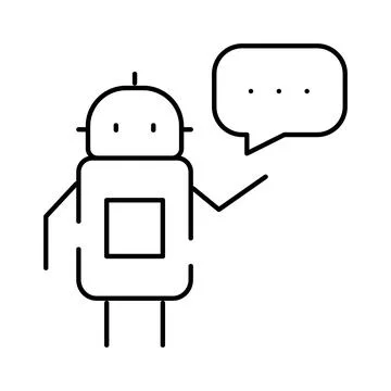 Chatbot icon interacting with speech bubble communication Stock Illustration