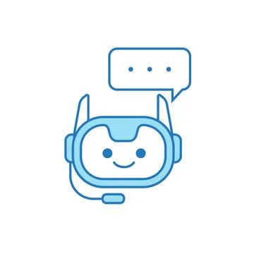 Chatbot Icon or Virtual Assistant Icon Design with Bubble Speech and Headset Stock Illustration