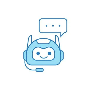 Chatbot Icon or Virtual Assistant Icon Design with Bubble Speech and Headset Stock Illustration