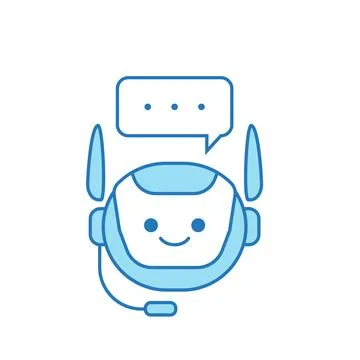 Chatbot Icon or Virtual Assistant Icon Design with Bubble Speech and Headset Stock Illustration