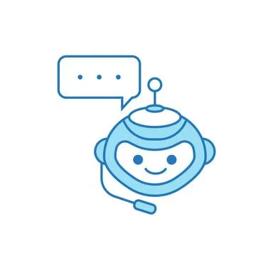 Chatbot Icon or Virtual Assistant Icon Design with Bubble Speech and Headset Stock Illustration