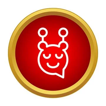 Chatbot icon representing ai and digital communication on a red button Stock Illustration