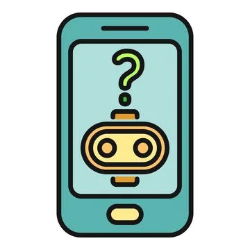 Chatbot icon on smartphone screen with question 스톡 일러스트