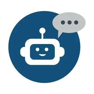 Chatbot icon vector AI virtual assistant head with speech bubble smart cust.. Stockillustratie