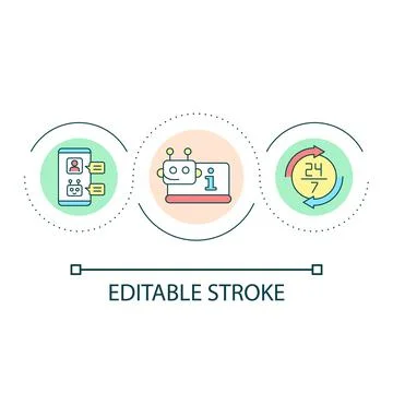 Chatbot in informational support loop concept icon Stock Illustration