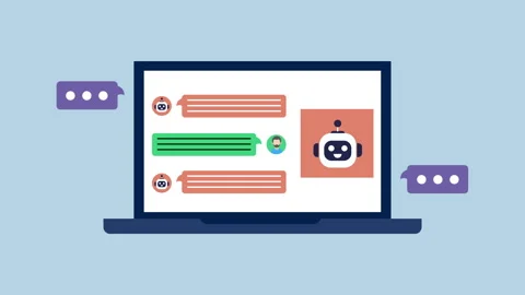 Chatbot Interaction Animation on Laptop Screen 2d Animation with Alpha Matte Stock Footage 334827922