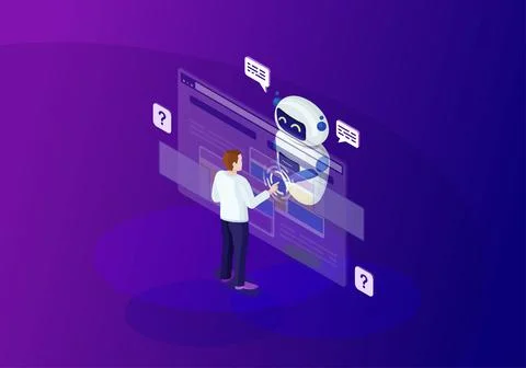 Chatbot isometric color vector illustration Stock Illustration