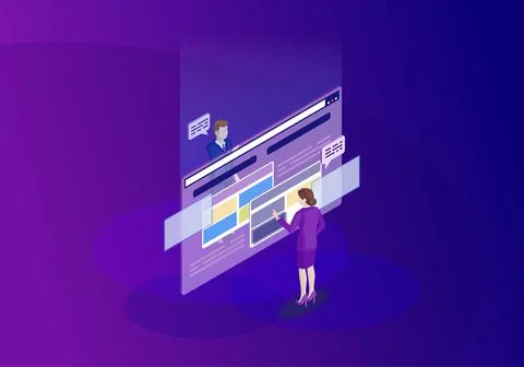 Chatbot isometric color vector illustration Stock Illustration