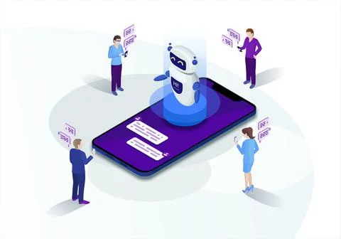 Chatbot isometric vector illustration Stock Illustration