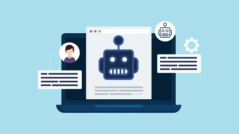 Chatbot Laptop Interface Flat Design 2d Animation with Alpha Matte Stock Footage 341835339