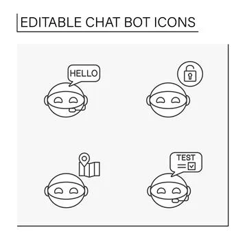 Chatbot line icons set Stock Illustration