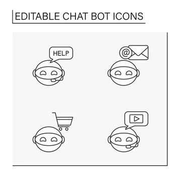 Chatbot line icons set Stock Illustration