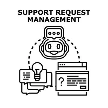 Chatbot managing customer support requests concept Stock Illustration