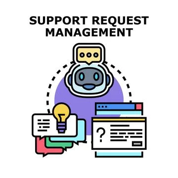 Chatbot managing customer support requests concept Stock Illustration