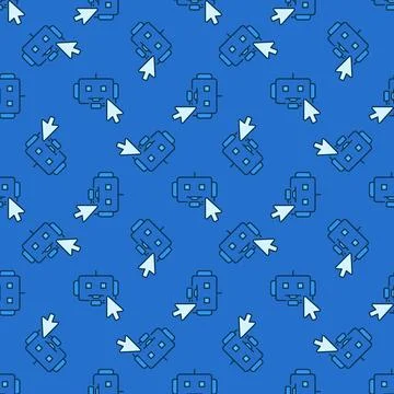Chatbot with Mouse Cursor vector blue seamless pattern 스톡 일러스트