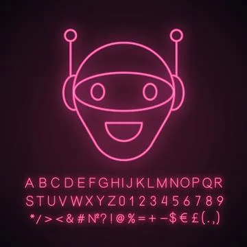 Chatbot neon light icon Illustrazione stock