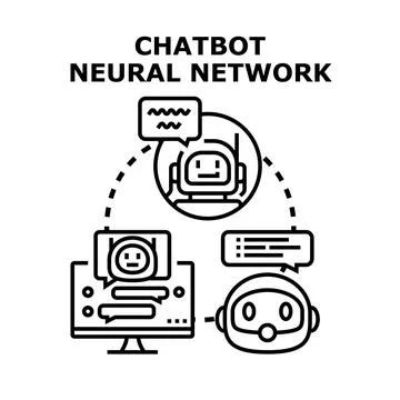Chatbot neural network concept developing ai assistant Illustrazione stock