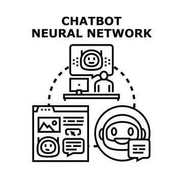 Chatbot neural network connecting user and artificial intelligence Stock Illustration