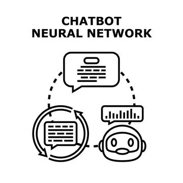 Chatbot neural network processing artificial intelligence data Stock Illustration