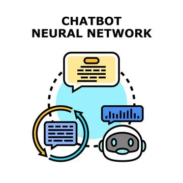 Chatbot neural network processing artificial intelligence data Stock Illustration