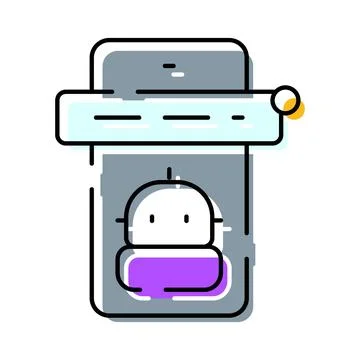 Chatbot notification appearing on mobile smartphone screen Ilustración de archivo