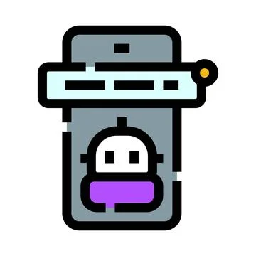 Chatbot notification on smartphone digital assistant application Stock Illustration