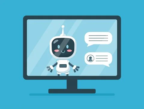 Chatbot or virtual assistant online service, flat vector illustration isolated. Ilustração Stock