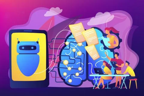 Chatbot passing the Turing test concept vector illustration. Stock Illustration