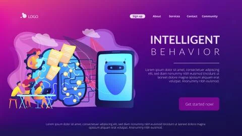 Chatbot passing the Turing testconcept landing page. Stock-Illustration