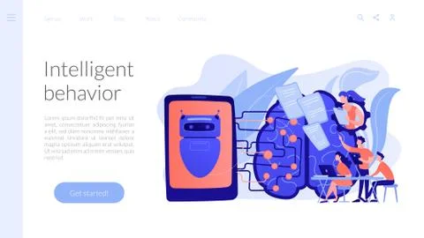 Chatbot passing the Turing testconcept landing page. Illustrazione stock