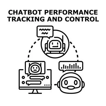 Chatbot performance tracking and control technology concept Stock Illustration