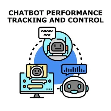 Chatbot performance tracking and control technology concept Stock Illustration