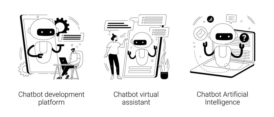Chatbot programming abstract concept vector illustrations. 스톡 일러스트