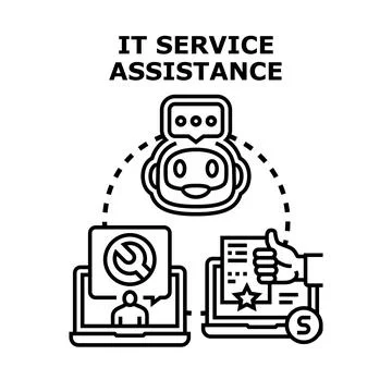 Chatbot providing online technical assistance and helpdesk support Stock Illustration