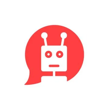Chatbot in red speech bubble Illustrazione stock