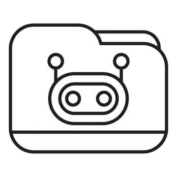 Chatbot representing artificial intelligence inside digital folder 库存插图